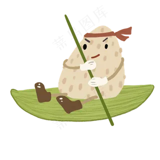 拟人划船的粽子