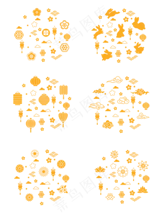 中秋月饼包装底纹元素