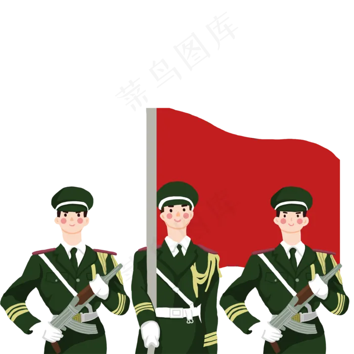 卡通军绿色的军人(2000X2000(DPI:300))psd模版下载