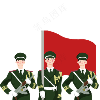 卡通军绿色的军人
