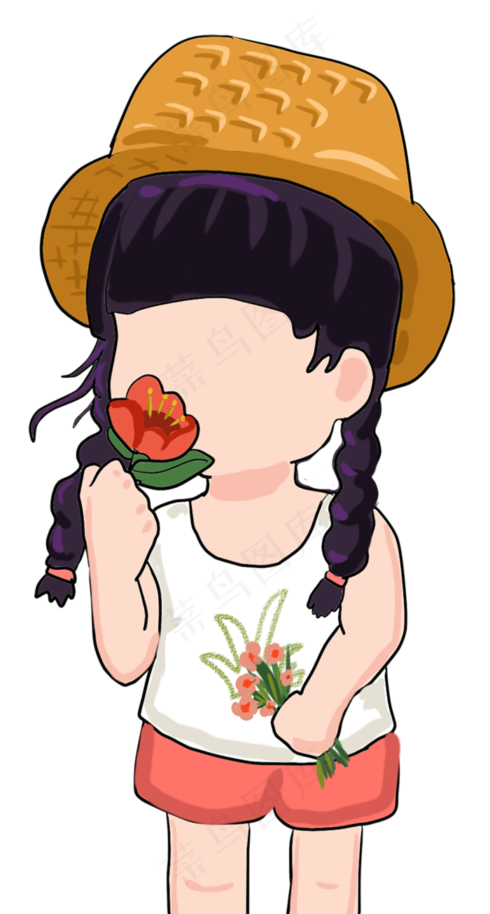 女孩感受春天的香气