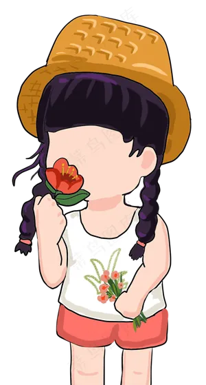 女孩感受春天的香气