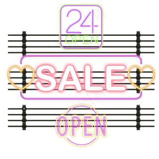 618边框霓虹灯促销图标装饰图案