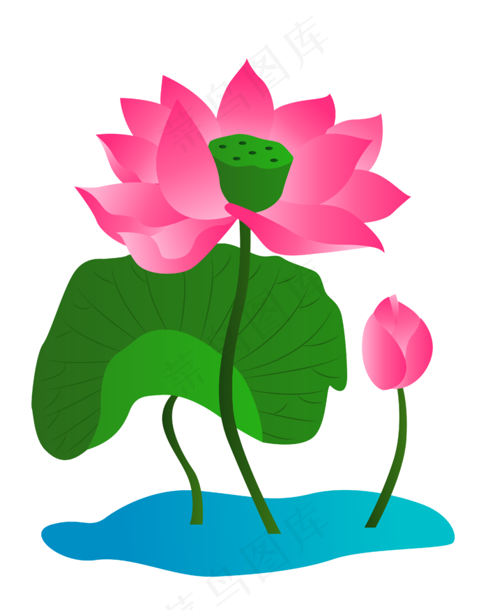 矢量卡通粉色荷花(2000X2000(DPI:299))ai矢量模版下载