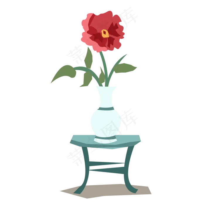 手绘卡通白色花瓶玫瑰花(1500X1500(DPI:300))psd模版下载