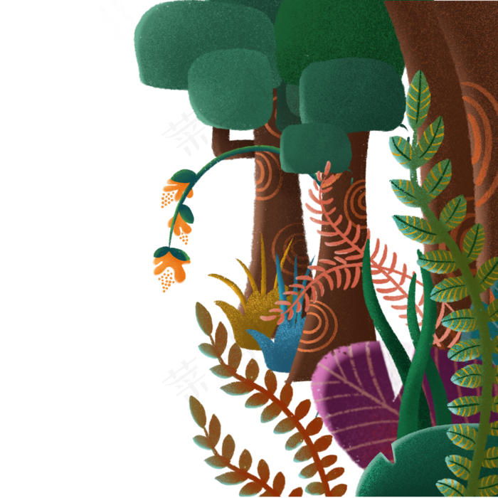 绿色植物装饰下载(2000X2000(DPI:300))psd模版下载
