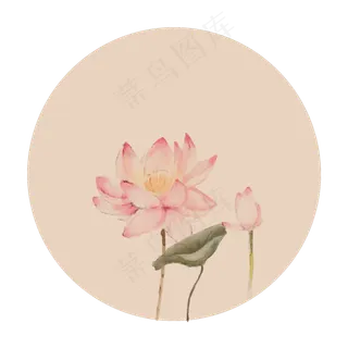 中国风古典古风荷花矢量图