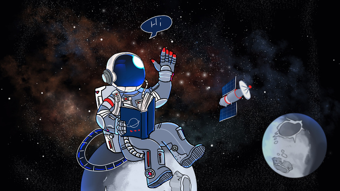 宇航员漂浮宇宙星空(2880*1620px 300 dpi )psd模版下载