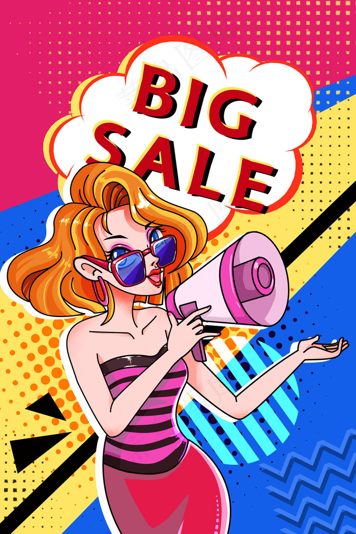 波普风促销的金发女郎