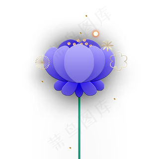 一株紫色渐变的荷花免抠图
