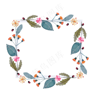 彩绘植物绿叶花框