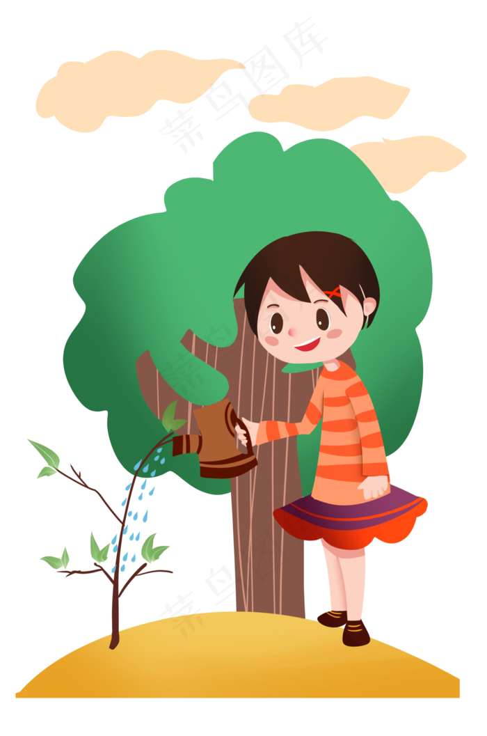 植树节浇树的女孩