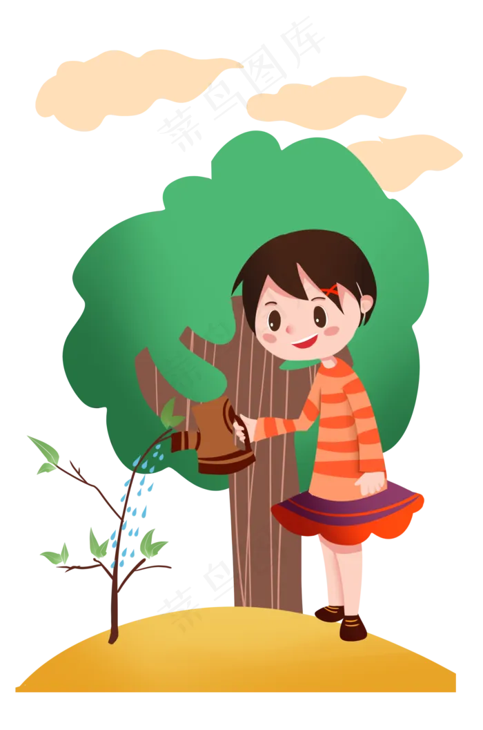 植树节浇树的女孩