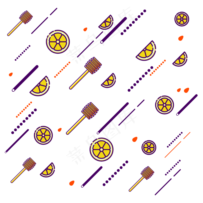 漂浮元素水果柠檬MBE风格彩色