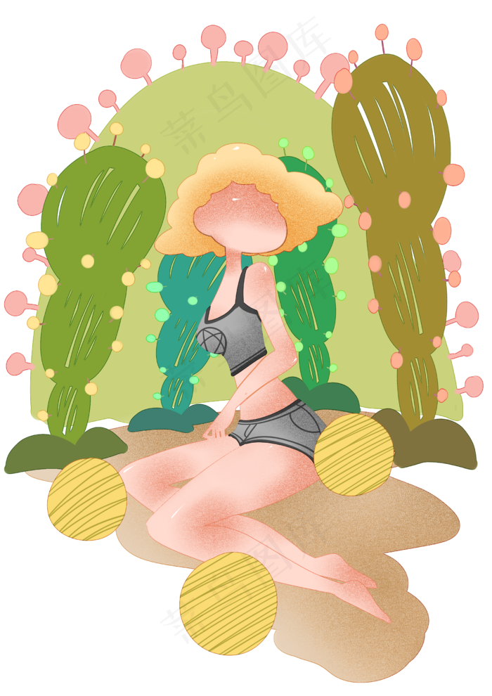 夏季沙滩度假女孩