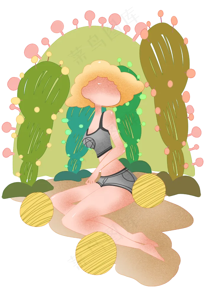 夏季沙滩度假女孩(2480X3508(DPI:299))psd模版下载
