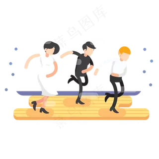 Q版正在跳舞的男人和女人,免抠元素