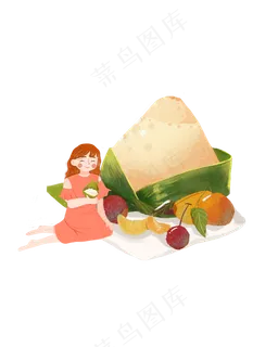 端午粽子女孩png素材