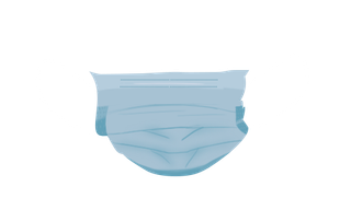 蓝色医用口罩手绘,免抠元素