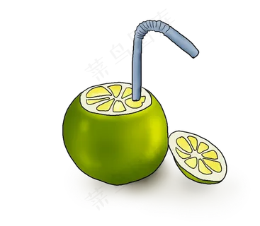 夏季食物手绘柠檬