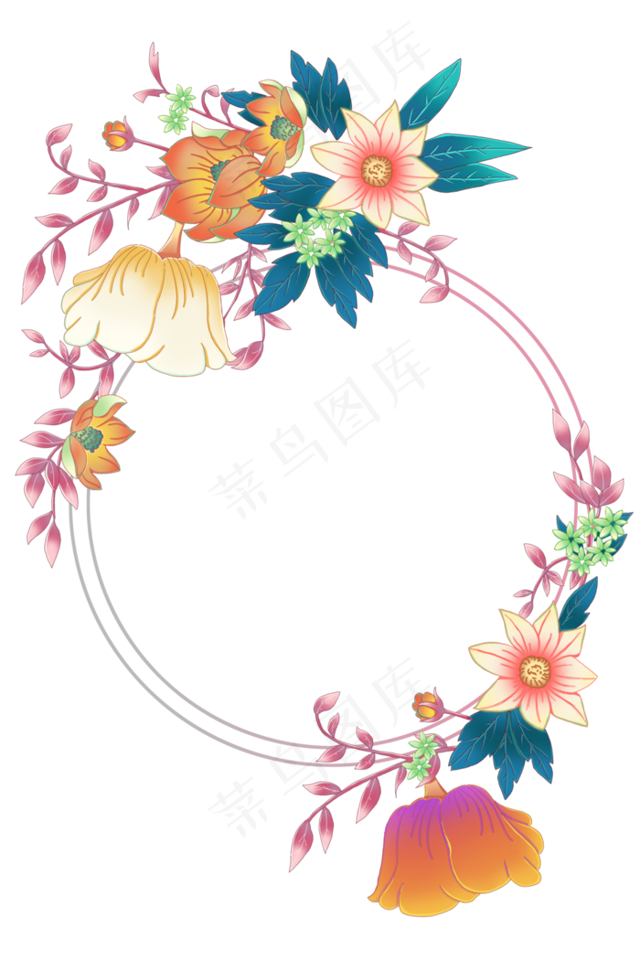 婚礼花朵装饰花环PNG