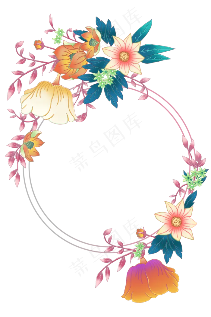 婚礼花朵装饰花环PNG(3000X4500(DPI:300))psd模版下载