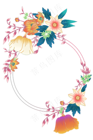 婚礼花朵装饰花环PNG