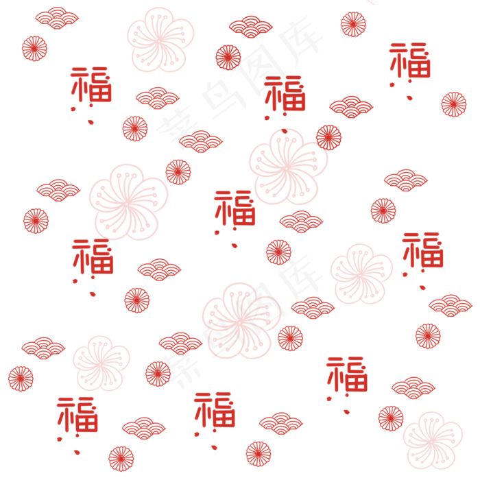 新年红色福字底纹插画,免抠元素