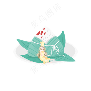 端午节包粽子的小女孩