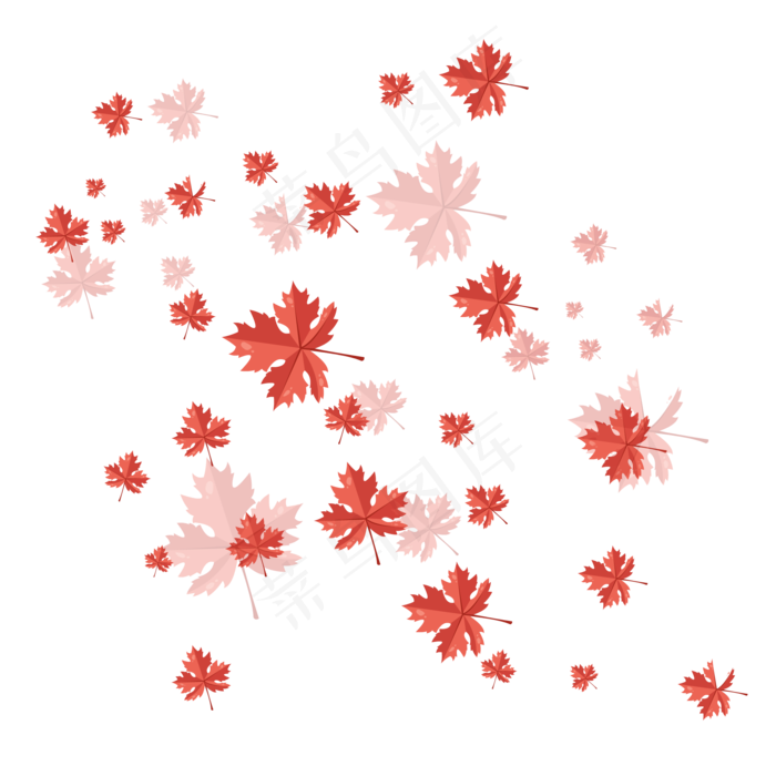 手绘植物树叶漂浮的叶子(2000X2000(DPI:150))ai矢量模版下载