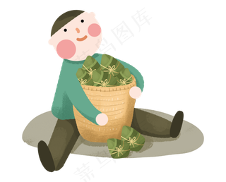 端午节粽子节男孩子抱着粽子