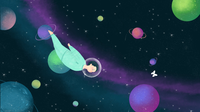 宇宙星空与梦中蝶(2880X1620(DPI:72))psd模版下载