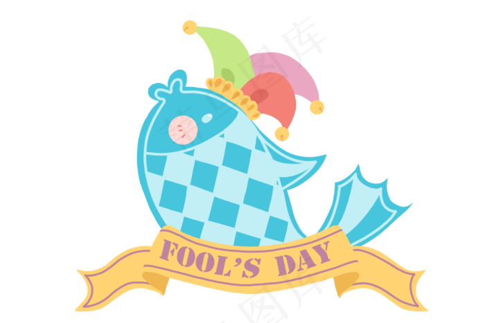 愚人节蓝色创意插画
