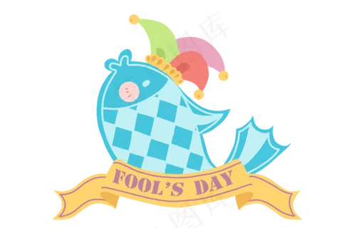愚人节蓝色创意插画