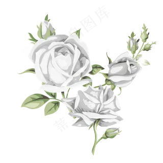 银色玫瑰花浪漫情人节png素材