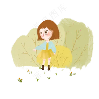 儿童节女孩草丛小清新