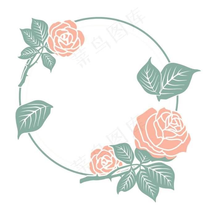 简约玫瑰花朵边框