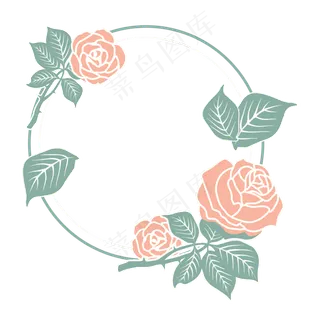 简约玫瑰花朵边框
