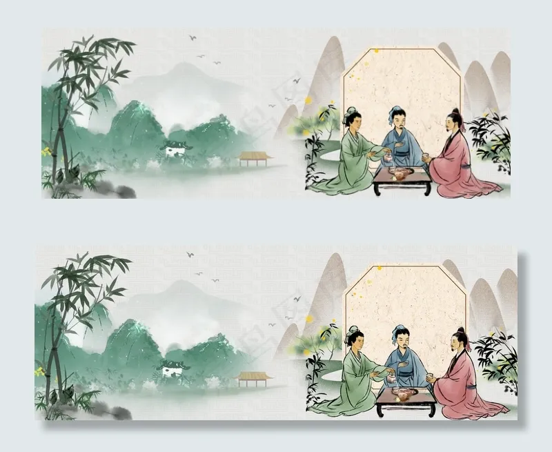 古风养生之品茶banner图