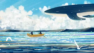 夏日小暑海洋划船天空风景