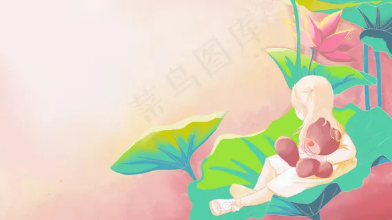 夏天荷花荷叶女孩 夏天荷花荷叶女孩