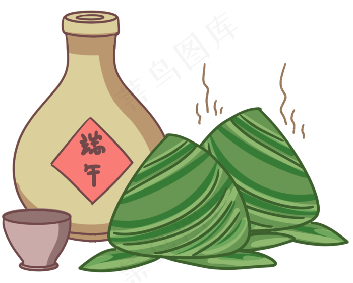 端午节粽子雄黄酒插图(2500X2000(DPI:300))psd模版下载