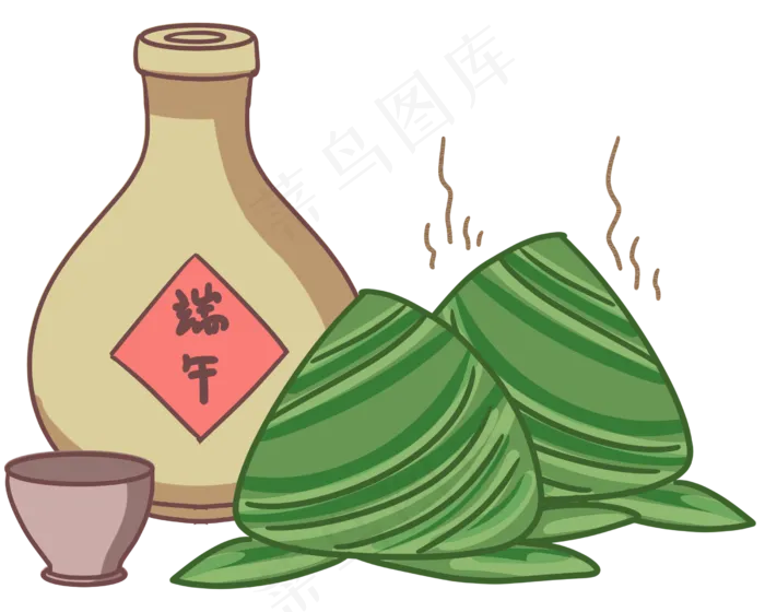 端午节粽子雄黄酒插图(2500X2000(DPI:300))psd模版下载