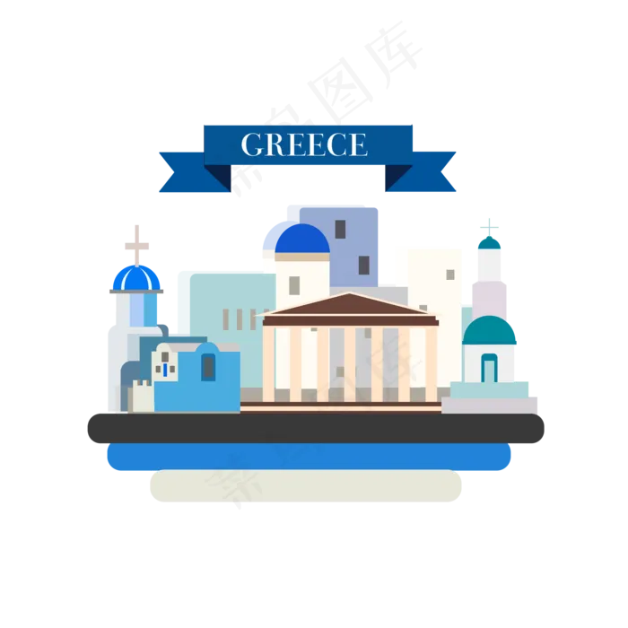 希腊旅游地标建筑,免抠元素(3500*3500px 300 dpi )psd模版下载