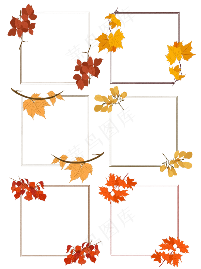 手绘秋叶植物怀旧边框(3072X4107(DPI:300))psd模版下载