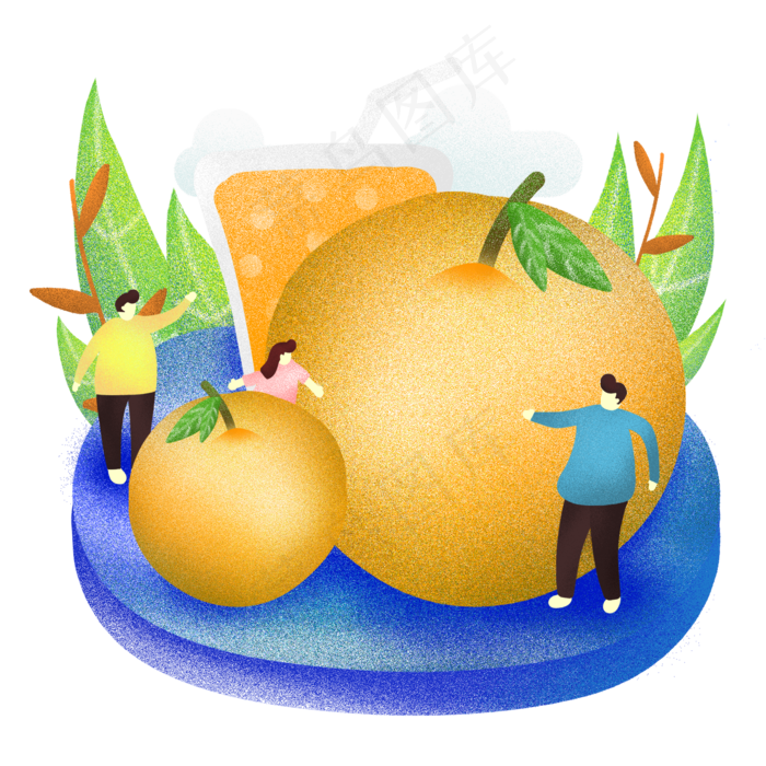 夏日夏季暑假水果橙子手绘