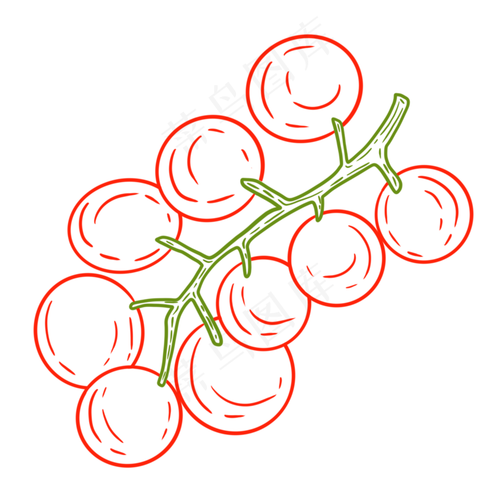 线条场景夏天水果蔬菜小番茄(2000X2000(DPI:300))psd模版下载