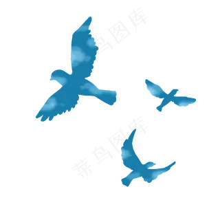 蓝色天空云朵和平鸽PNG