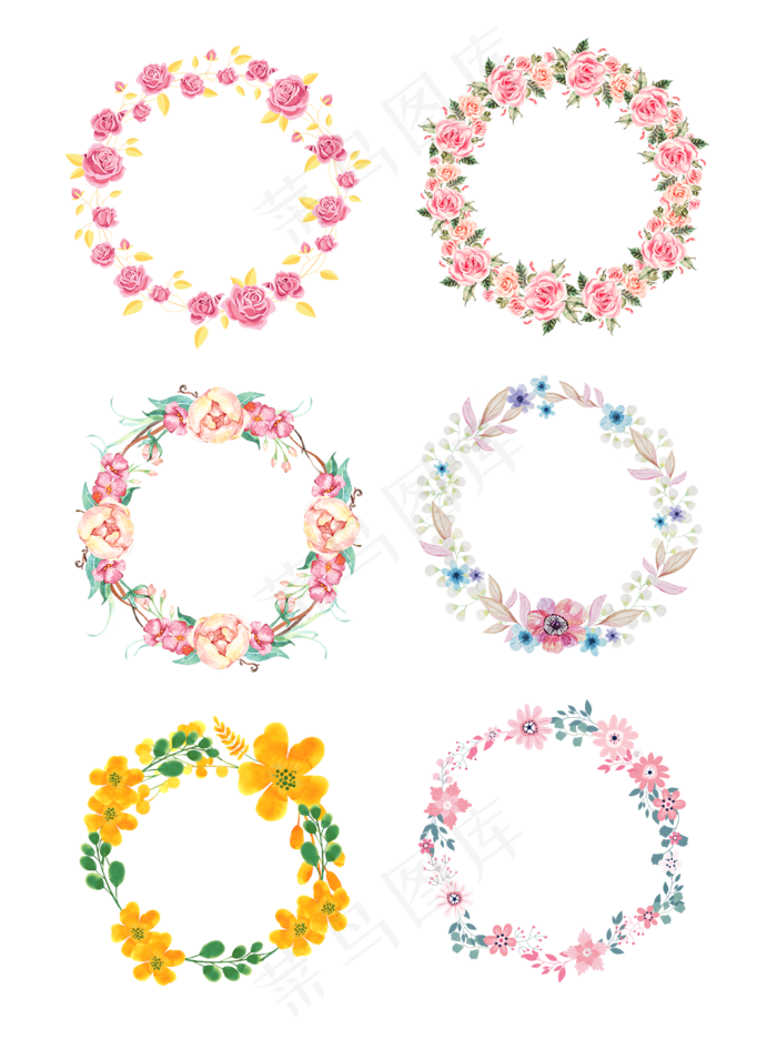 手绘小清新花环可商用元素
