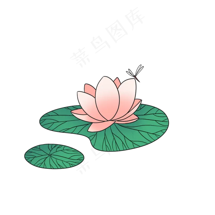 夏日小清新荷花和蜻蜓(1200X1200(DPI:300))psd模版下载